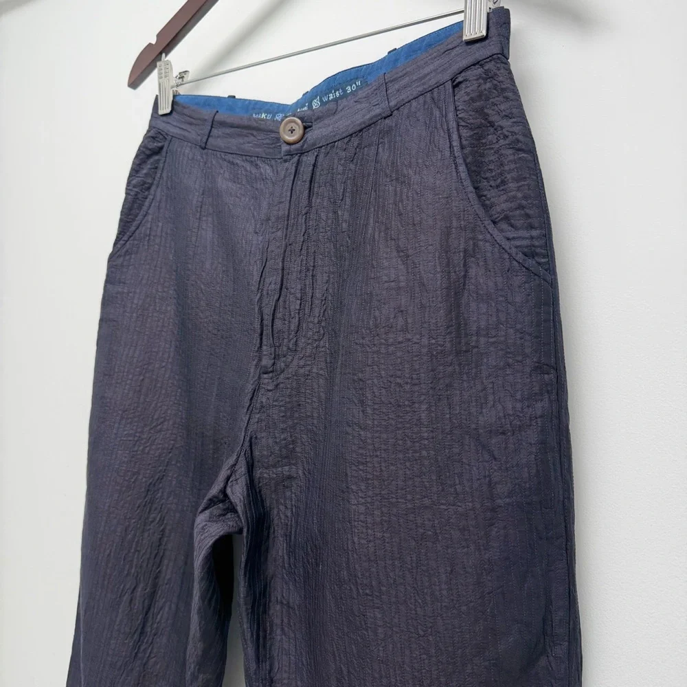 Maku Textiles Kuntani Silk Cotton Dyed Pants Blue Size 30